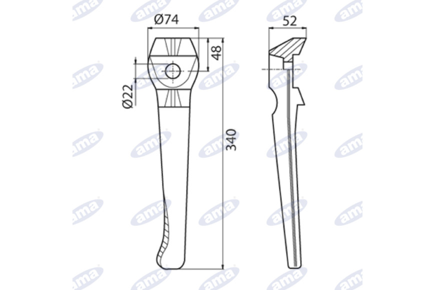 Dente Dx Adattabile Lely ,Foro Ø22 - Ama