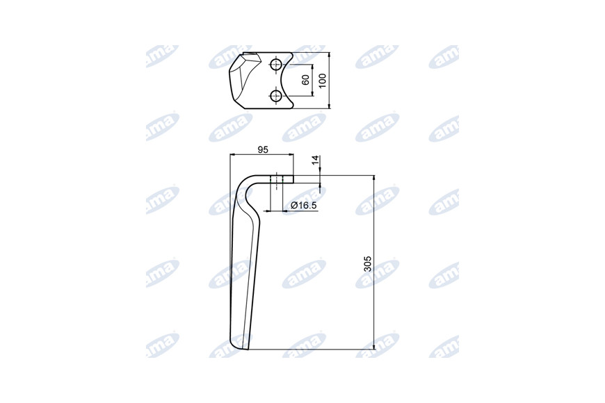 Dent T / Pegoraro 100X14Ø16,5Sx