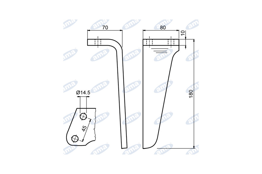 Dent droit Øf14,5 Gr820