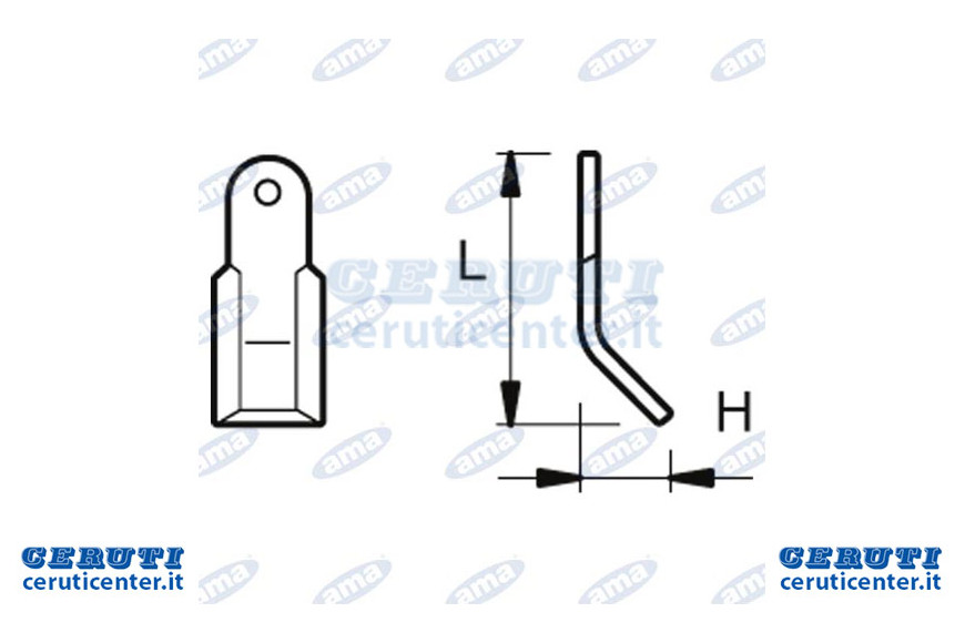 Knife L 200mm, H 55mm, hole diameter 25.5mm