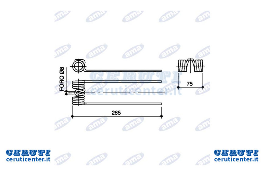 Rake Spring Adaptable Mainardi-BCS attaque Ø 8Mm