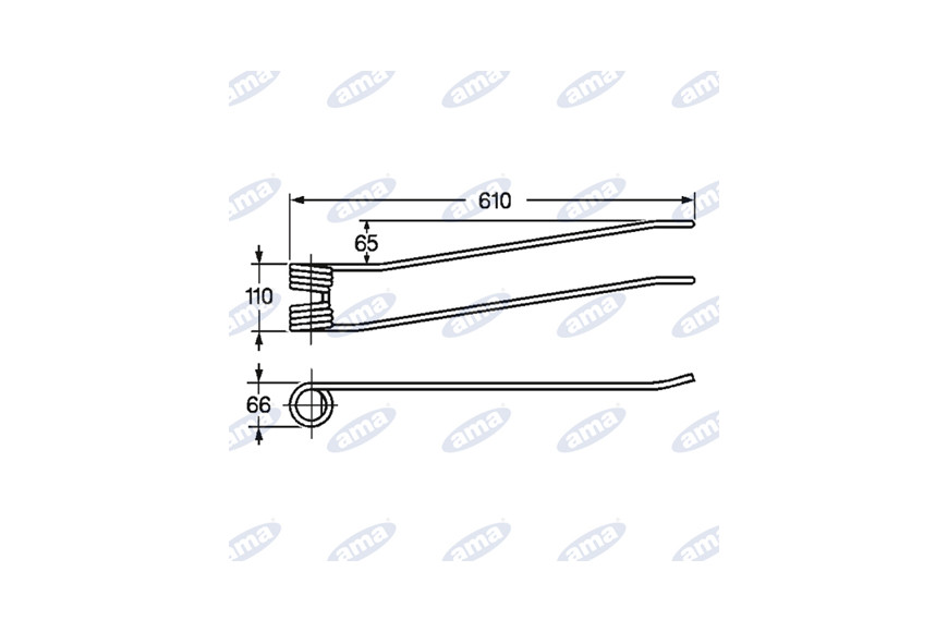 Zahn Rake Fiorini Entlang 610mm, rechts