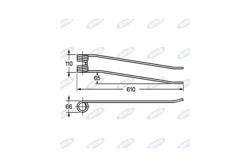 Adaptable Zahn Rake Fiorini Entlang 610mm, links
