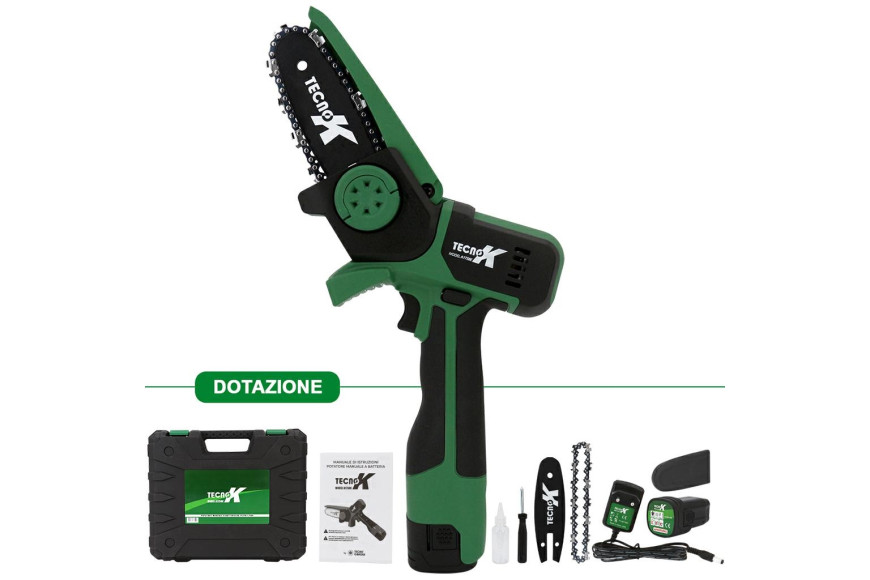 Podadora inalámbrica TecnoK con batería de litio 14,4 V - 1,5 Ah, diámetro de corte 100 mm