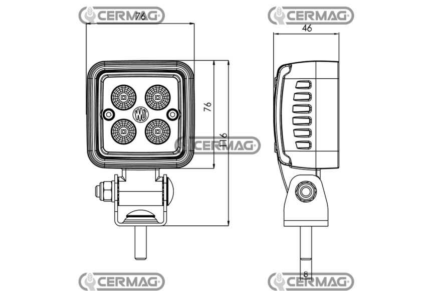 Faro da lavoro LED 12/70V BLU  Lumen 2700 lm - 4 Led