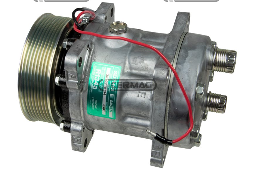 Compressore Sanden Per Gas R134 Tensione 12 V Puleggia 8 X 119 Mm