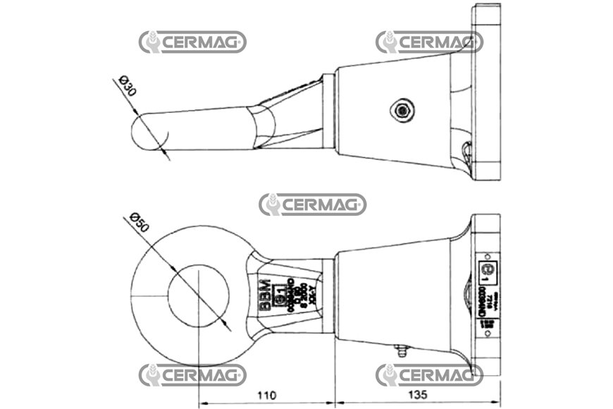 Occhione Di Traino Girevole Diametro 50 Mm Fori 6x17 Mm