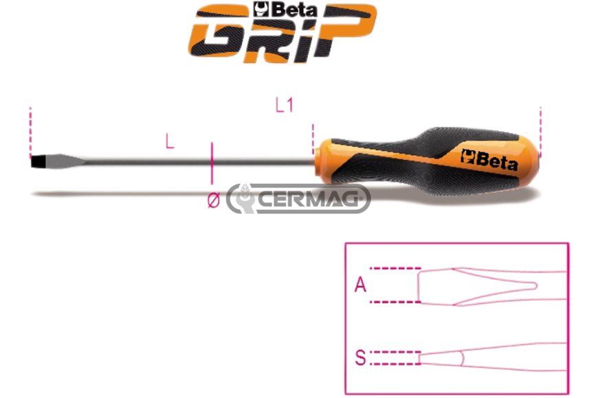 Giravite Per Viti a Testa Con Intaglio - Beta Grip Sxaxl 0,5x3x100 Mm