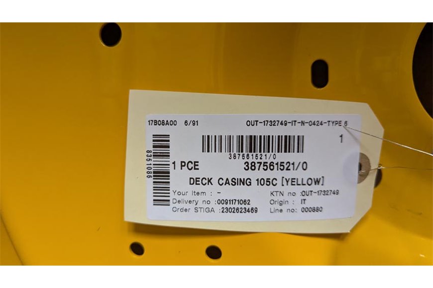 Piatto Di Taglio Fm 105 Giallo - Originale Stiga - 387561521/0 - sostituisce - 1134-6191-01
