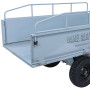 Remorque basculante métallique pour tracteur, dimensions 150 x 77,5 x 51,5 cm, ridelles comprises