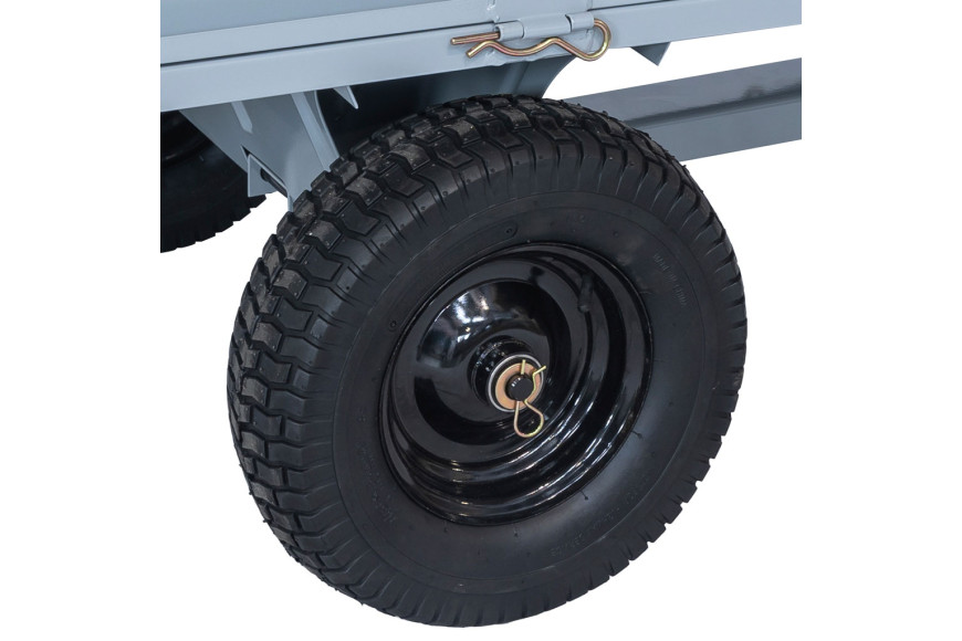 Remorque basculante métallique pour tracteur, dimensions 150 x 77,5 x 51,5 cm, ridelles comprises