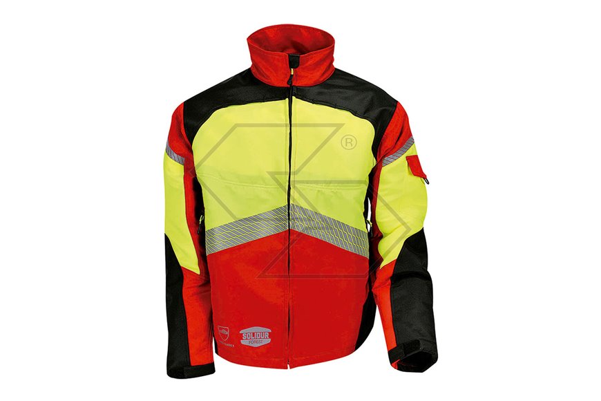 Giacca antitaglio per motosega Classe 1 rosso/giallo tg. M Solidur