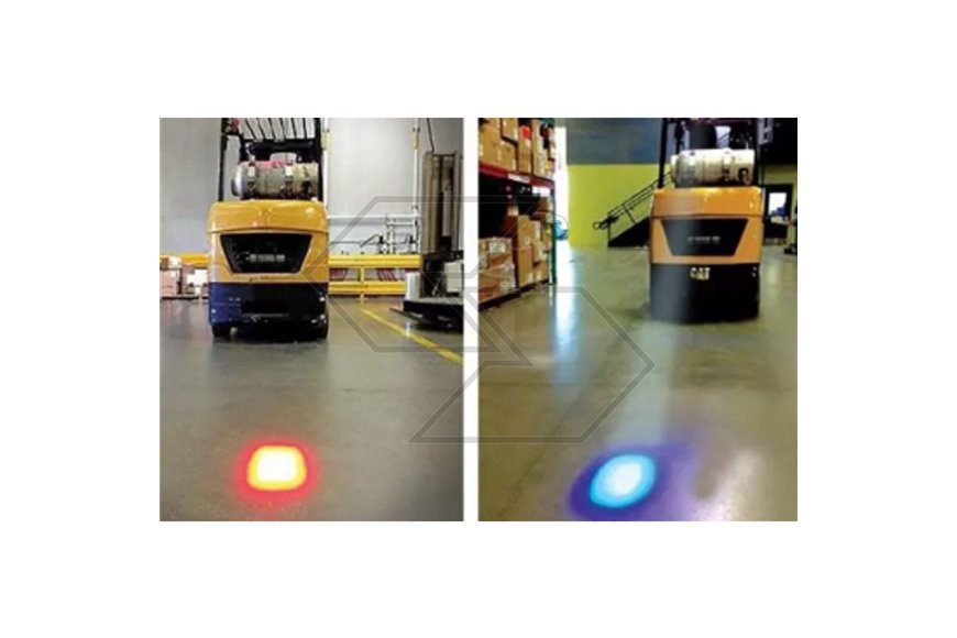 Luce LED di Sicurezza per Carrelli Elevatori – 2x10W, Spot Quadrato Blu/Rosso, 117x77x55 mm, ECE R10, IP69K