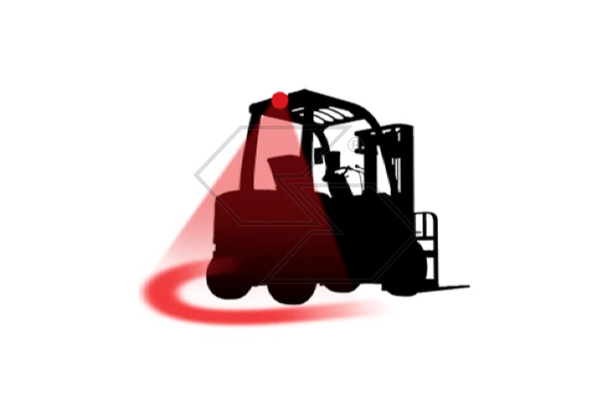Luce LED di Sicurezza per Carrelli Elevatori – 10W, Banda ARC Line Blu/Rosso, 90x90x79 mm, ECE R10, IP69K