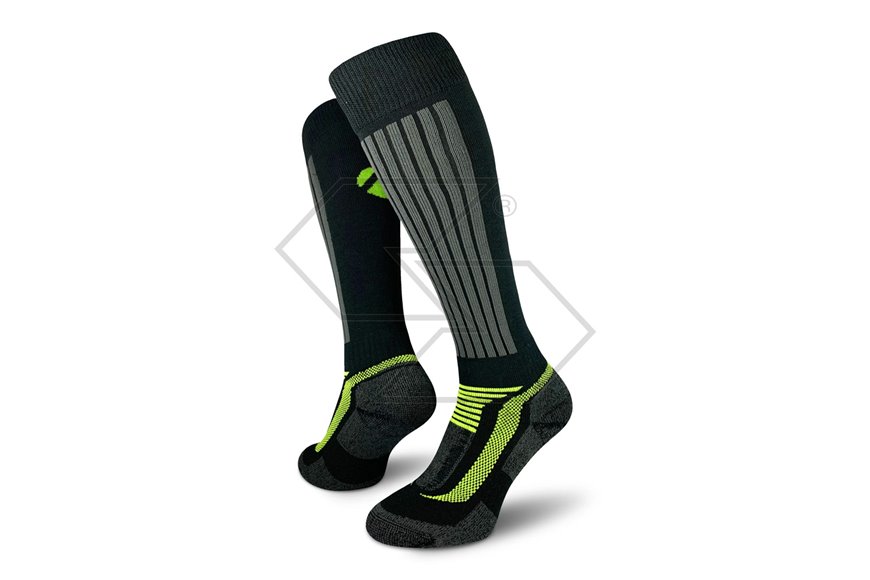 Calza tecnica Xpert alta (35 cm) - Nero-Lime - Taglia 45-47