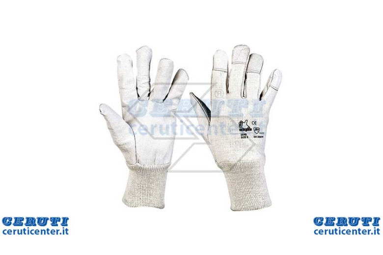Mitt travail en cuir fleur Kid - Taille M