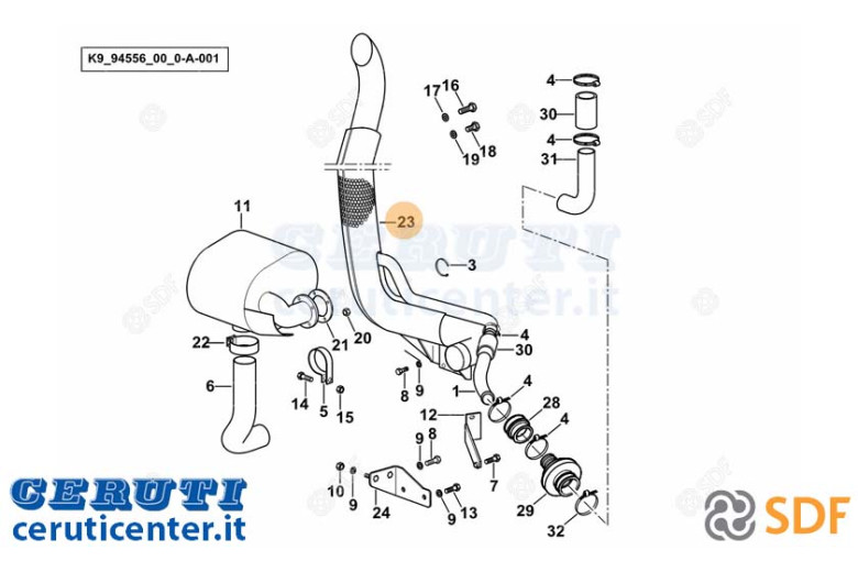 Exhaust pipe - Original SDF - 04436011.4 / 20