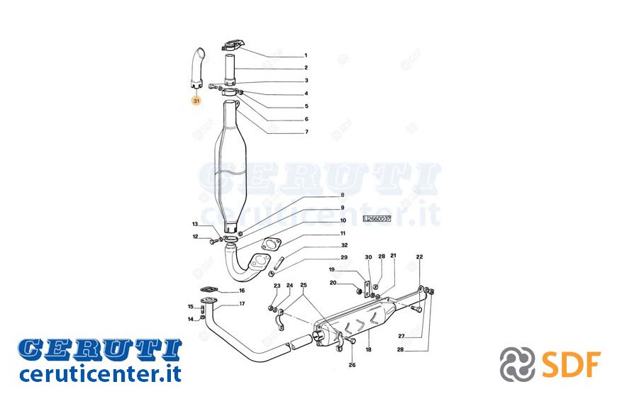 Exhaust pipe - Original SDF - 0.435.5633.0/20