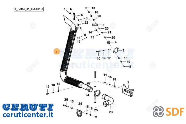 Exhaust pipe - Original SDF - 0.030.0833.4