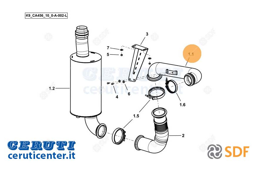 Exhaust pipe - Original SDF - 0.030.1429.3