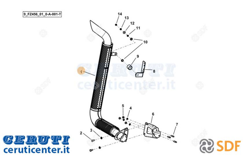 Exhaust pipe - Original SDF - 0.030.3758.4