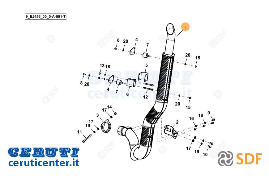 Exhaust pipe - Original SDF - 0.029.4566.4