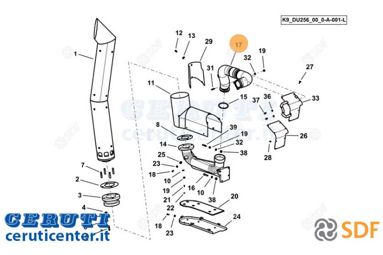 Exhaust pipe - Original SDF - 0.026.3716.2/10