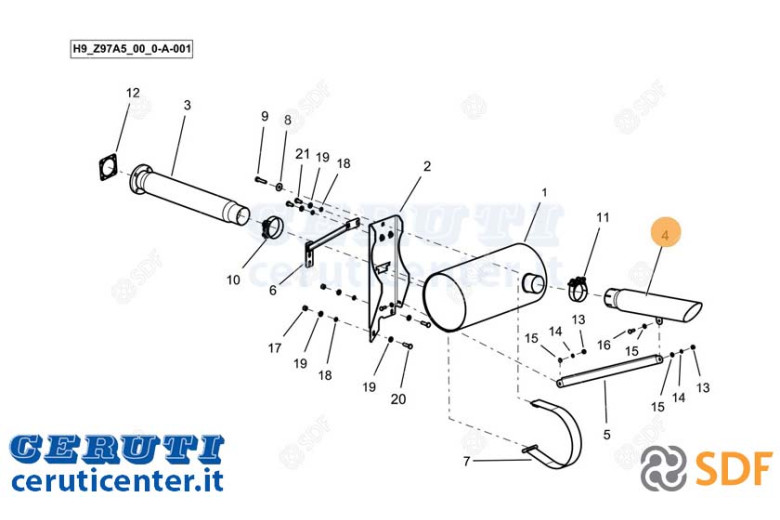 Exhaust pipe - Original SDF - 0.025.1228.3