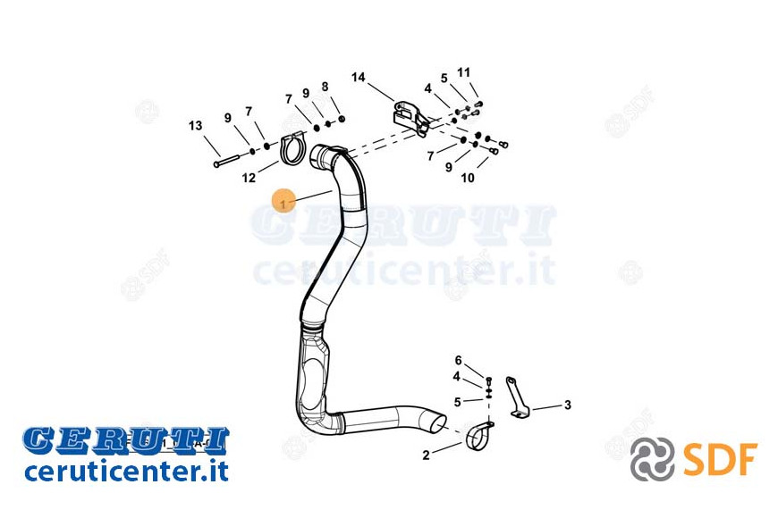 Exhaust pipe - Original SDF - 0.024.8825.2/40