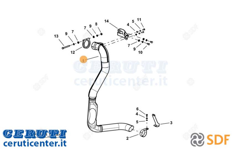 Exhaust pipe - Original SDF - 0.024.8825.2/40