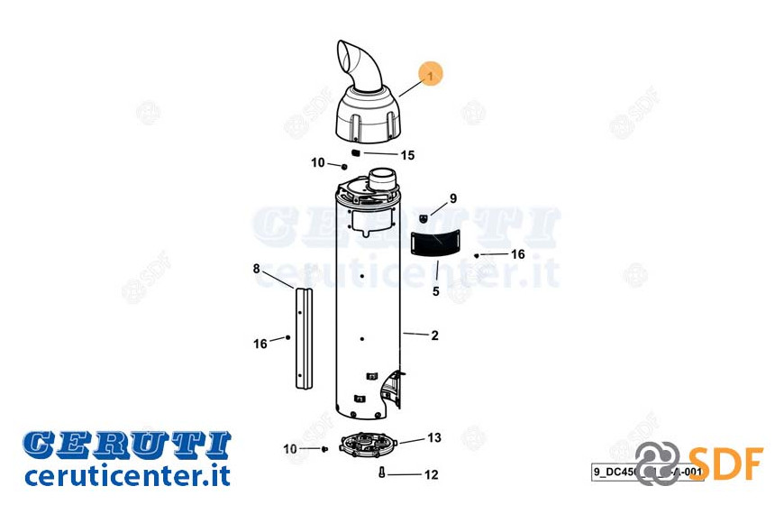 Exhaust pipe - Original SDF - 0.023.1998.4
