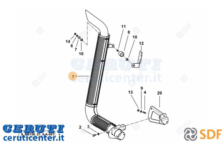 Exhaust pipe - Original SDF - 0.021.3624.4/10