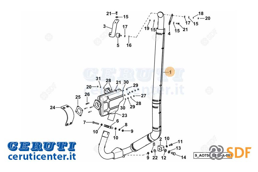 Exhaust pipe - Original SDF - 0.020.1446.4