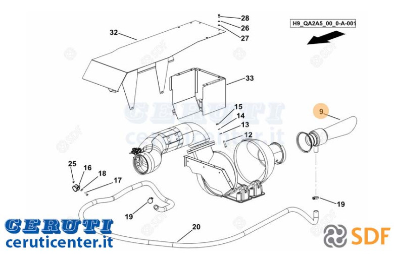 Exhaust pipe - Original SDF - 0.019.3574.3/20