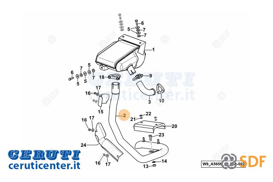 Exhaust pipe - Original SDF - 0.017.9598.3