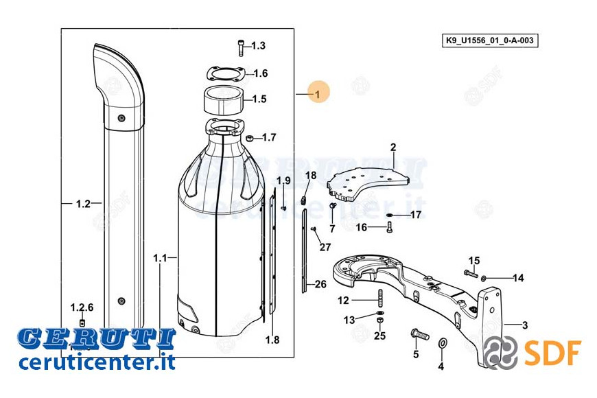 Exhaust silencer - Original SDF - 0.018.3757.4/80