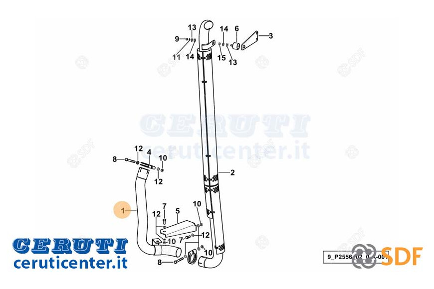 Exhaust pipe - Original SDF - 0.016.6314.2