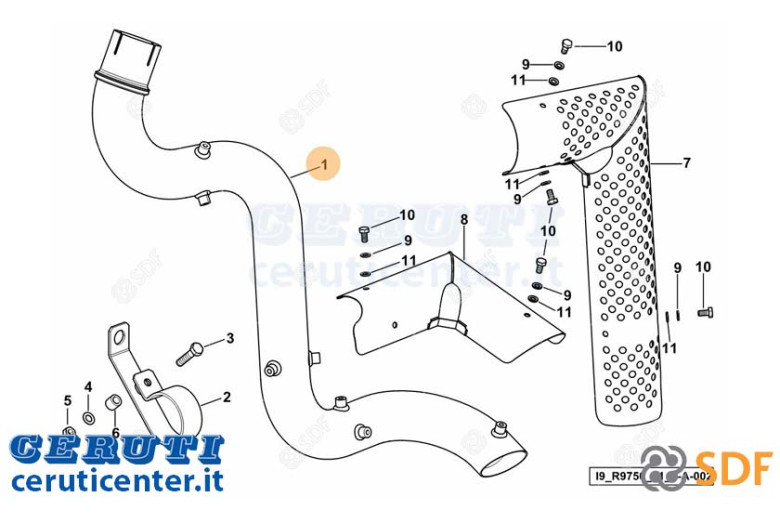 Exhaust pipe - Original SDF - 0.016.6500.2/10