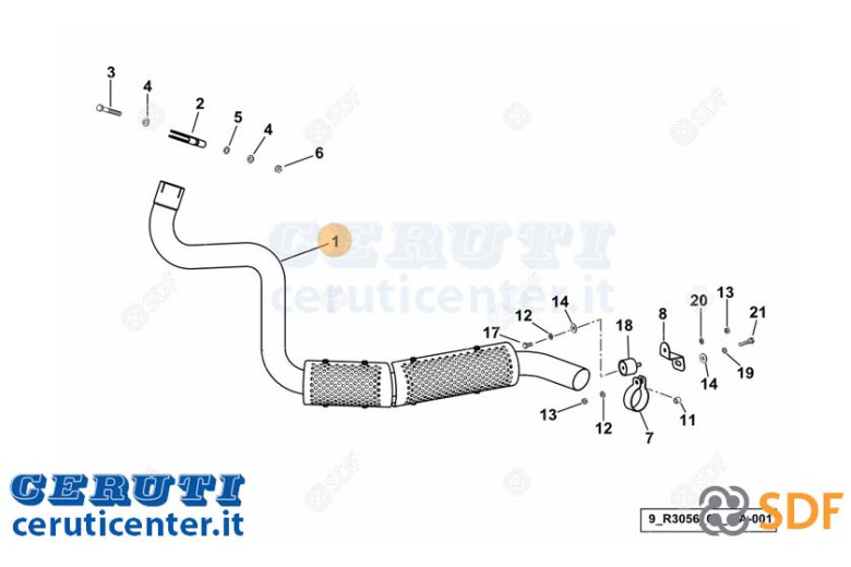 Exhaust pipe - Original SDF - 0.016.6656.3/30