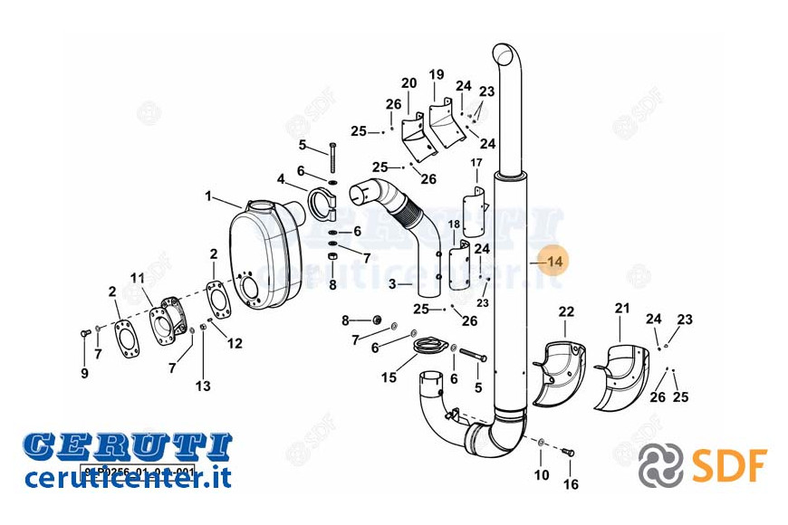 Exhaust pipe - Original SDF - 0.016.8258.2/40