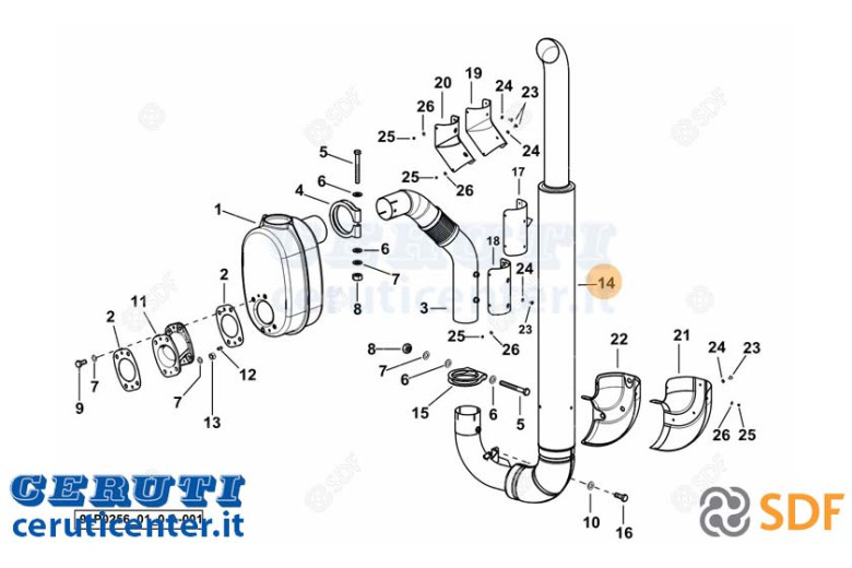 Exhaust pipe - Original SDF - 0.016.8258.2/40