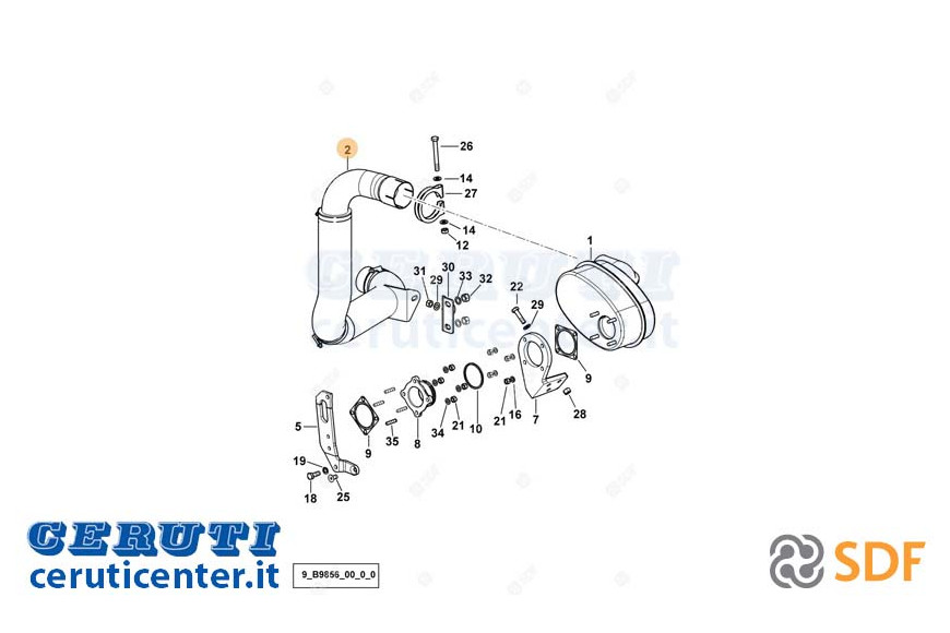 Exhaust pipe - Original SDF - 0.013.4446.4/30