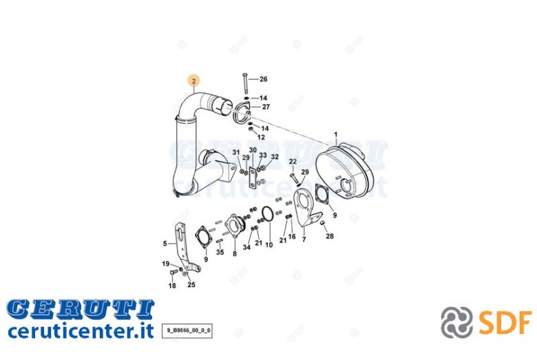 Exhaust pipe - Original SDF - 0.013.4446.4/30