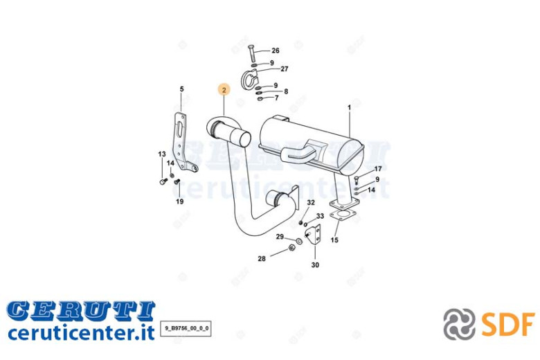Exhaust pipe - Original SDF - 0.013.5656.4/30