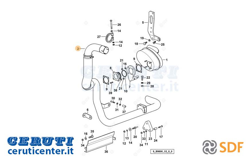 Exhaust pipe - Original SDF - 0.013.6855.4/40