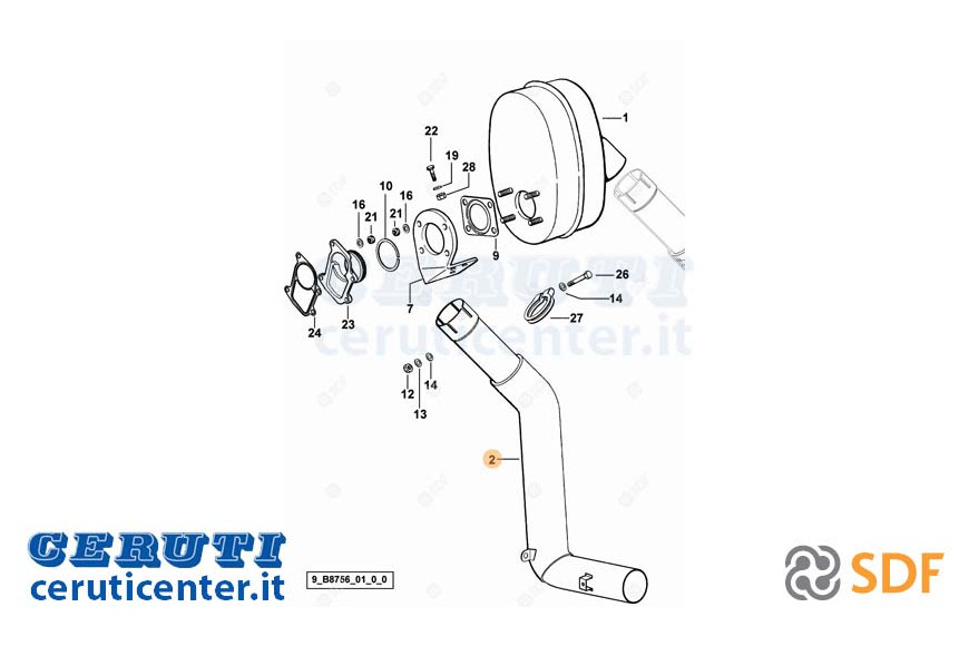 Exhaust pipe - Original SDF - 0.013.7960.2/10