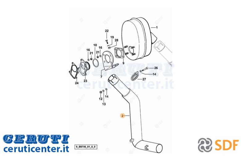 Exhaust pipe - Original SDF - 0.013.7960.2/10