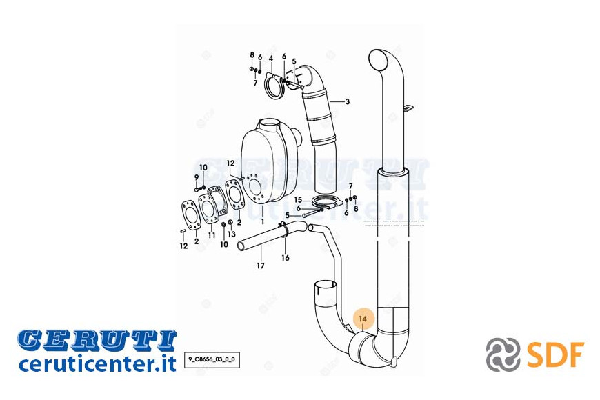 Exhaust pipe - Original SDF - 0.011.8834.2/10