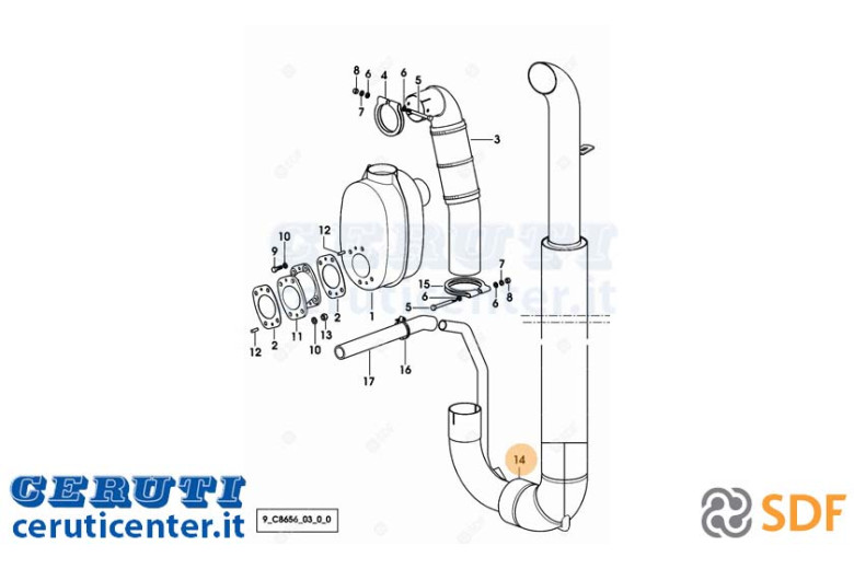 Exhaust pipe - Original SDF - 0.011.8834.2/10