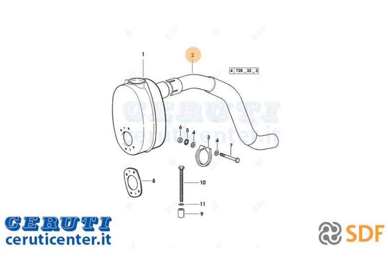 Exhaust pipe - Original SDF - 0.010.4930.2/20